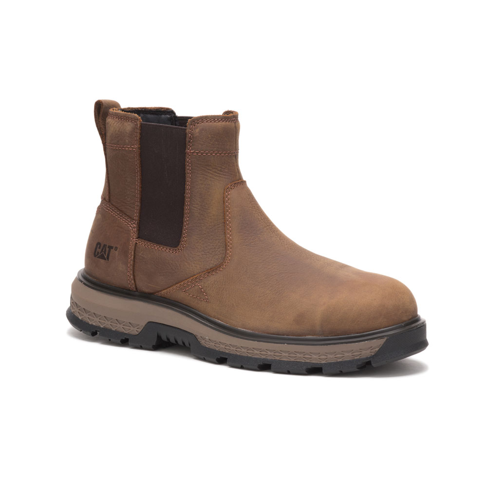 Men's Caterpillar Exposition Chelsea At / Astm/Alloy Toe Safety Boots Brown Ireland CMST87529